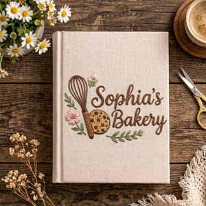 Personalized embroidered cookie recipe journal handmade linen baking keepsake 2