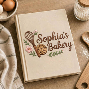Personalized embroidered cookie recipe journal handmade linen baking keepsake 3