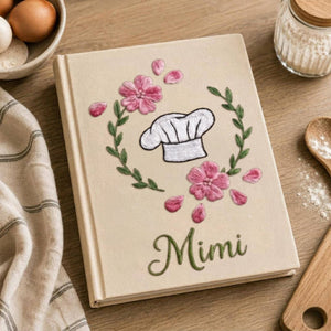 Personalized embroidered chef recipe keeper handmade linen cooking journal 4