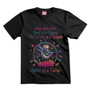 She Has The Soul Of A Gypsy The Heart Of A Hippie Spirit Of A Fairy T Shirt Boho Dragonfly Graphic Tee Hippie Dreamcatcher Shirt Gift For Dragonfly Lovers