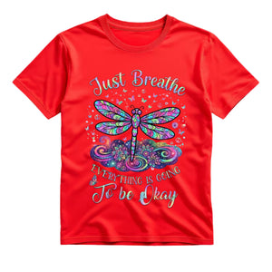 Just Breathe Everything Is Going To Be Okay T Shirt Hippie Dragonfly Graphic Tee Boho Dragonfly Shirt Mandala Dragonfly Shirt Gift For Dragonfly Lovers