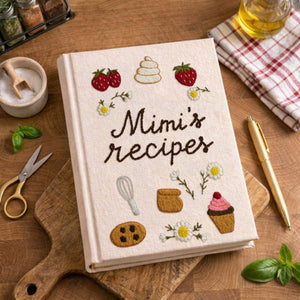 Personalized embroidered strawberry recipe book handmade linen cookbook gift 3