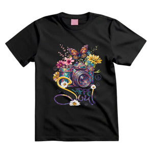 Hippie Soul T Shirt Camera Graphic Tee Boho Photographer Shirt Flower Camera Shirt Butterfly Camera Shirt Gift For Hippie Photography Lovers