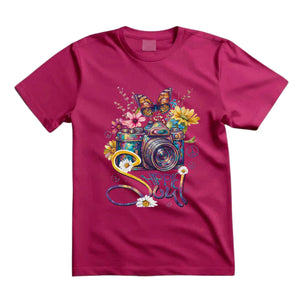 Hippie Soul T Shirt Camera Graphic Tee Boho Photographer Shirt Flower Camera Shirt Butterfly Camera Shirt Gift For Hippie Photography Lovers
