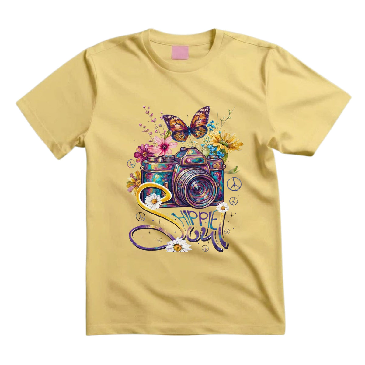 Hippie Soul T Shirt Camera Graphic Tee Boho Photographer Shirt Flower Camera Shirt Butterfly Camera Shirt Gift For Hippie Photography Lovers