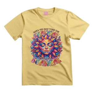 When You Can't Find The Sunshine Be The Sunshine T Shirt Hippie Sun Graphic Tee Boho Sunshine Shirt Psychedelic Sun Face Shirt Colorful Butterfly Shirt Gift For Hippie Lovers