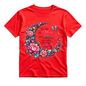 Be Like The Moon And Shine Even When You Aren't Whole T Shirt Moon Floral Graphic Tee Boho Moon Shirt Butterfly Moon Shirt Inspirational Shirt Gift For Moon Lovers