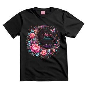 Be Like The Moon And Shine Even When You Aren't Whole T Shirt Moon Floral Graphic Tee Boho Moon Shirt Butterfly Moon Shirt Inspirational Shirt Gift For Moon Lovers