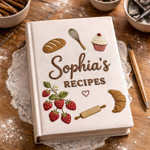 Personalized embroidered recipe book handmade linen cookbook kitchen journal gift 3