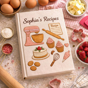 Personalized embroidered dessert recipe binder handmade linen baking journal 5