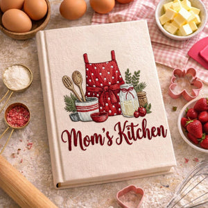 Personalized embroidered recipe book handmade linen cookbook farmhouse kitchen gift 4