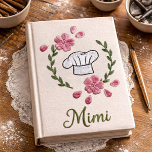 Personalized embroidered chef recipe keeper handmade linen cooking journal 7