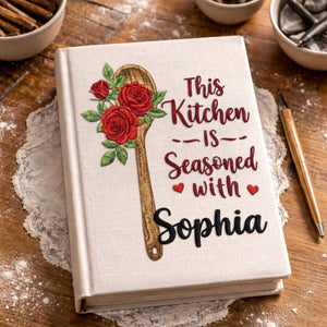 Personalized embroidered recipe book handmade linen cookbook farmhouse kitchen gift 5