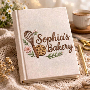 Personalized embroidered cookie recipe journal handmade linen baking keepsake 7