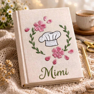 Personalized embroidered chef recipe keeper handmade linen cooking journal 8