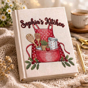 Personalized embroidered recipe book handmade linen cookbook farmhouse kitchen gift 6