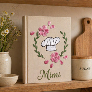 Personalized embroidered chef recipe keeper handmade linen cooking journal 9