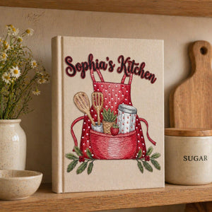 Personalized embroidered recipe book handmade linen cookbook farmhouse kitchen gift 7