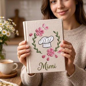 Personalized embroidered chef recipe keeper handmade linen cooking journal 10