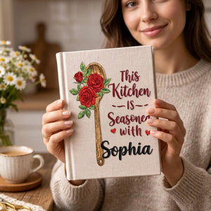 Personalized embroidered recipe book handmade linen cookbook farmhouse kitchen gift 7