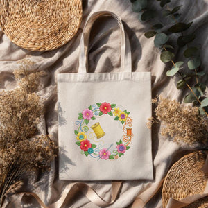 Floral Sewing Wreath Embroidery File: Spool, Button, Flower Border Machine Design (Digital Download)