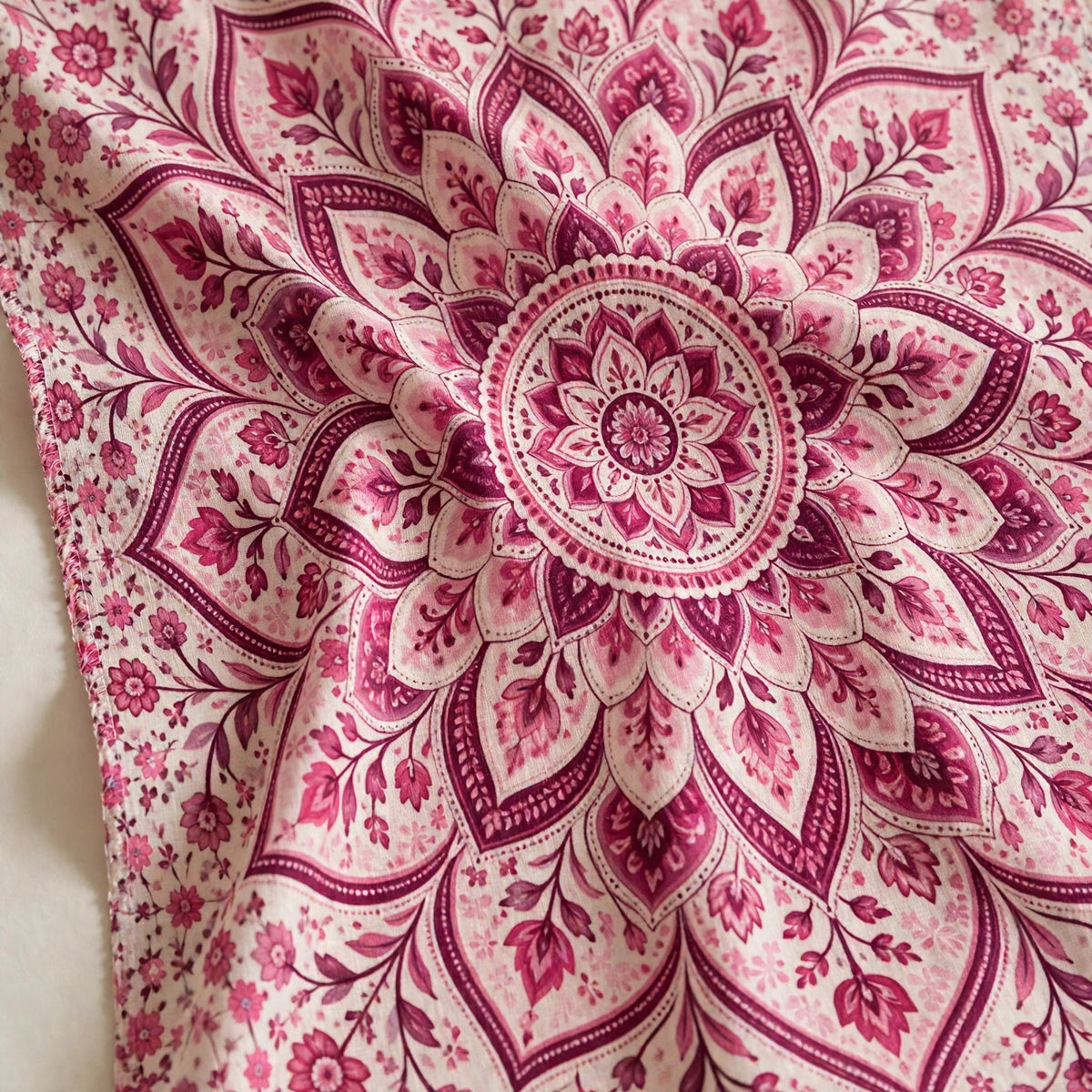 Pink Mandala Tapestry, Floral Boho Wall Hanging, Pink Bohemian Wall Decor, Bedroom Tapestry, Meditation Room Decor, Hippie Wall Art
