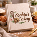 Personalized embroidered cookie recipe journal handmade linen baking keepsake