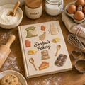 Personalized embroidered bakery recipe book handmade linen cookbook kitchen journal