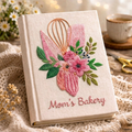Personalized embroidered floral bakery recipe book handmade linen cookbook