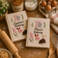 Personalized embroidered bakery recipe book handmade linen cookbook baking journal