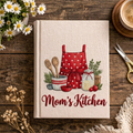 Personalized embroidered recipe book handmade linen cookbook farmhouse kitchen gift
