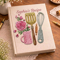 Personalized embroidered kitchen recipe notebook handmade linen floral cookbook