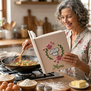 Personalized embroidered chef recipe keeper handmade linen cooking journal 2