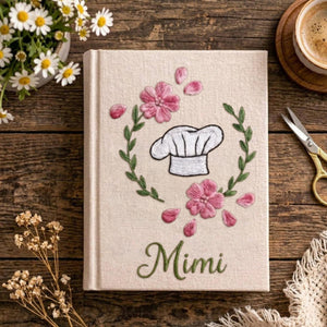 Personalized embroidered chef recipe keeper handmade linen cooking journal 3