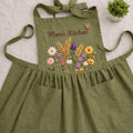 Hand Embroidered Cotton-Linen Apron, Wildflower Design, Personalized Gift, Ver 4