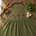 Hand Embroidered Cotton-Linen Apron, Natural Wildflower Design, Personalized Gift, Ver 4