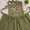 Hand Embroidered Cotton-Linen Apron, Floral Baker Design, Personalized Gift