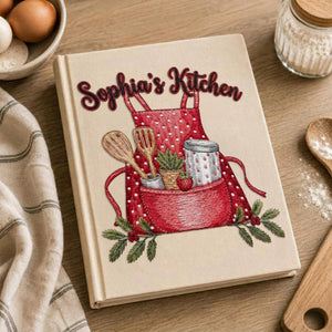 Personalized embroidered recipe book handmade linen cookbook farmhouse kitchen gift 2