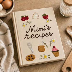 Personalized embroidered strawberry recipe book handmade linen cookbook gift 2