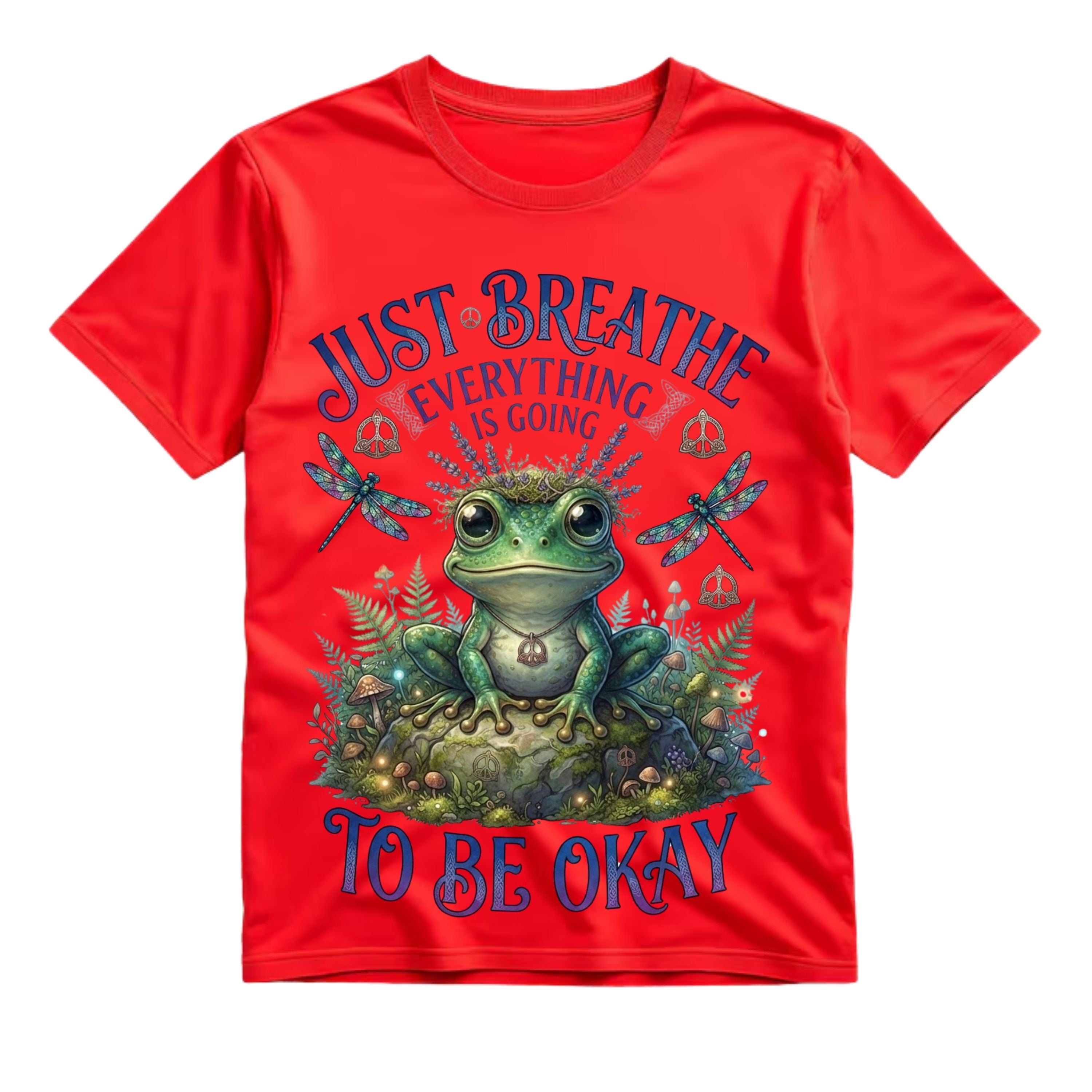 Just Breathe Everything Is Going To Be Okay T Shirt Cute Frog Graphic Tee Hippie Boho Frog Shirt Inspirational Mental Health Shirt Gift For Frog Lovers