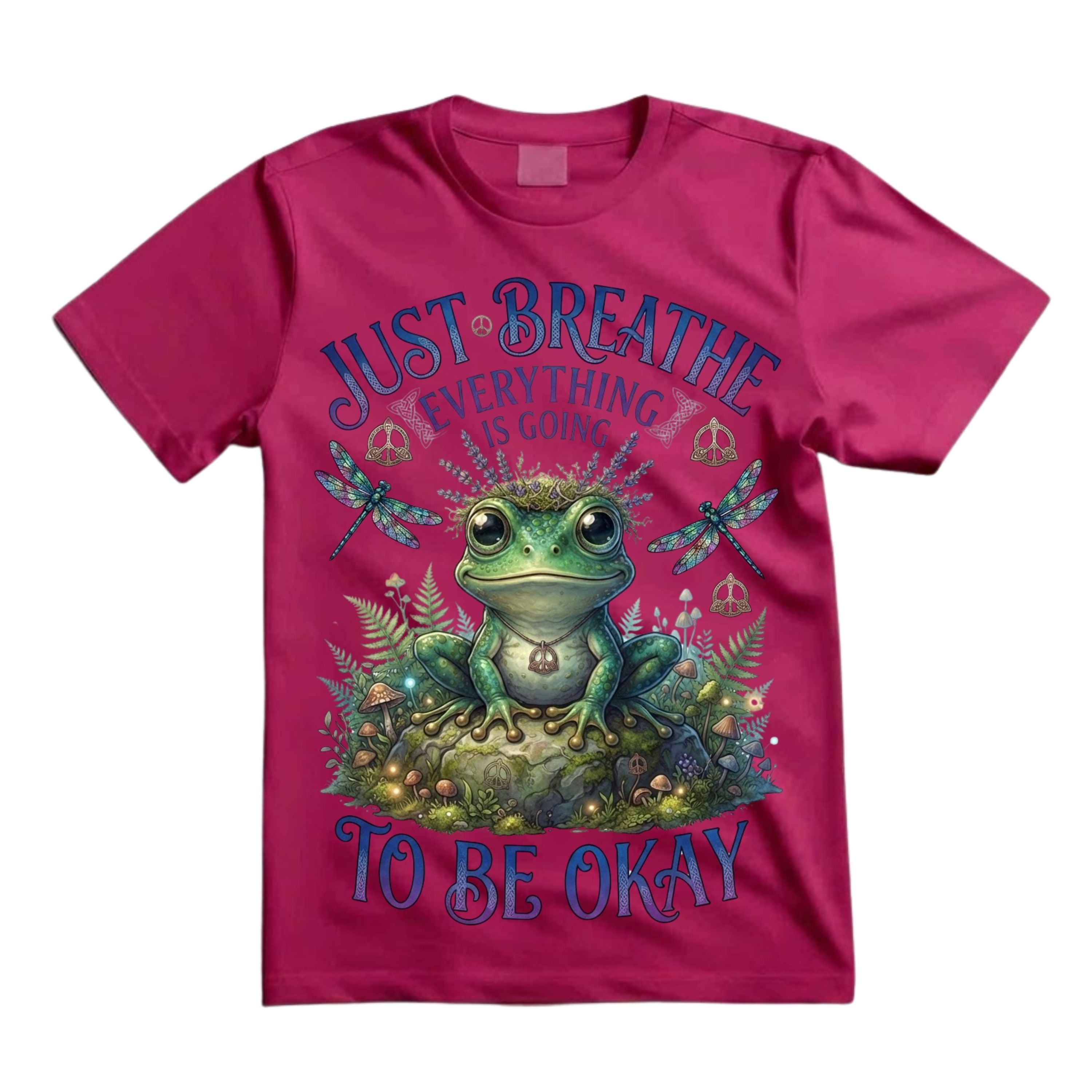 Just Breathe Everything Is Going To Be Okay T Shirt Cute Frog Graphic Tee Hippie Boho Frog Shirt Inspirational Mental Health Shirt Gift For Frog Lovers