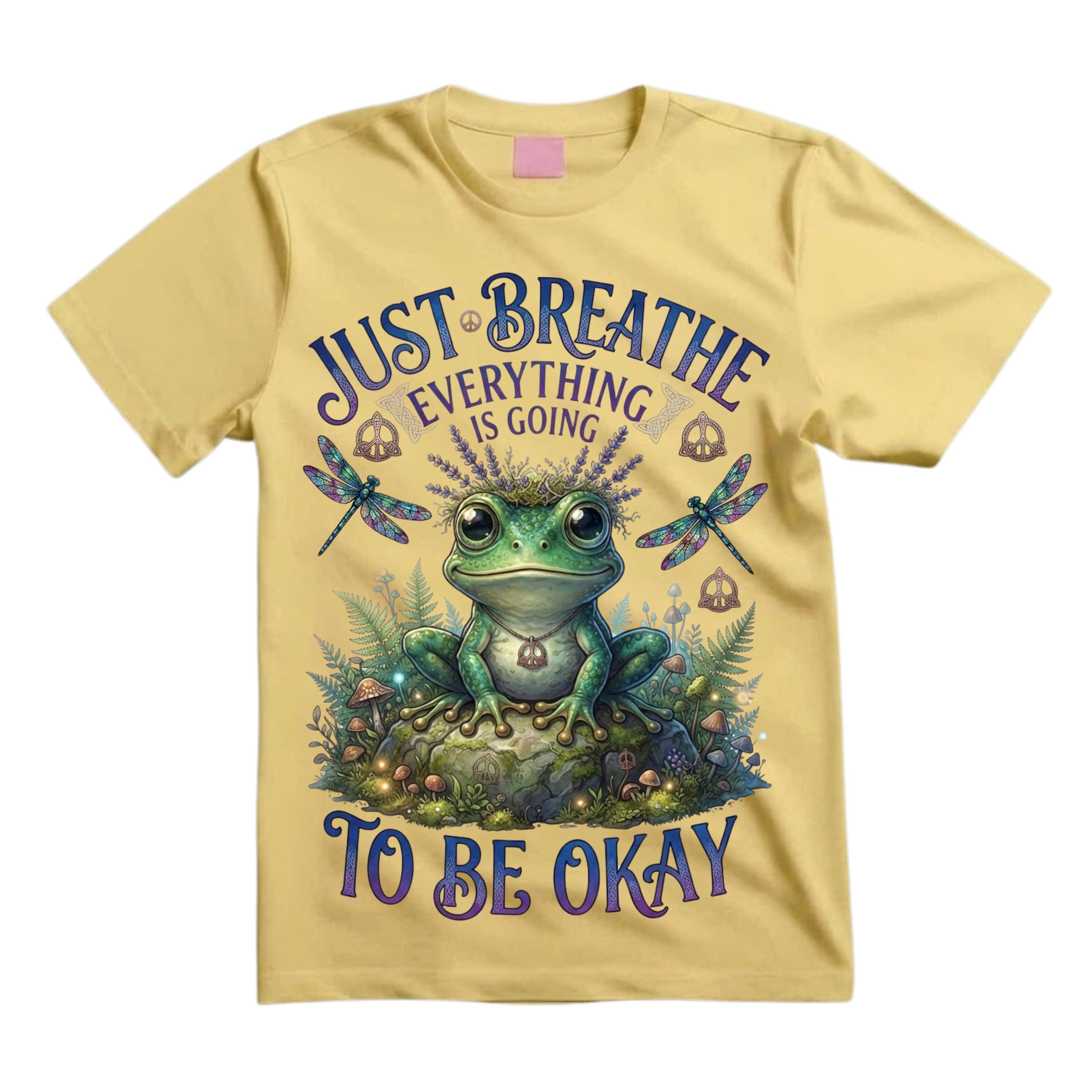Just Breathe Everything Is Going To Be Okay T Shirt Cute Frog Graphic Tee Hippie Boho Frog Shirt Inspirational Mental Health Shirt Gift For Frog Lovers