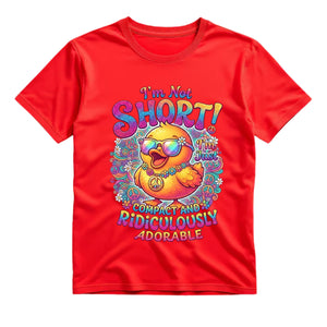 I'm Not Short I'm Just Compact And Ridiculously Adorable T Shirt Cute Hippie Duck Graphic Tee Funny Groovy Duck Shirt Colorful Peace Shirt Gift For Duck Lovers