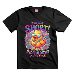 I'm Not Short I'm Just Compact And Ridiculously Adorable T Shirt Cute Hippie Duck Graphic Tee Funny Groovy Duck Shirt Colorful Peace Shirt Gift For Duck Lovers