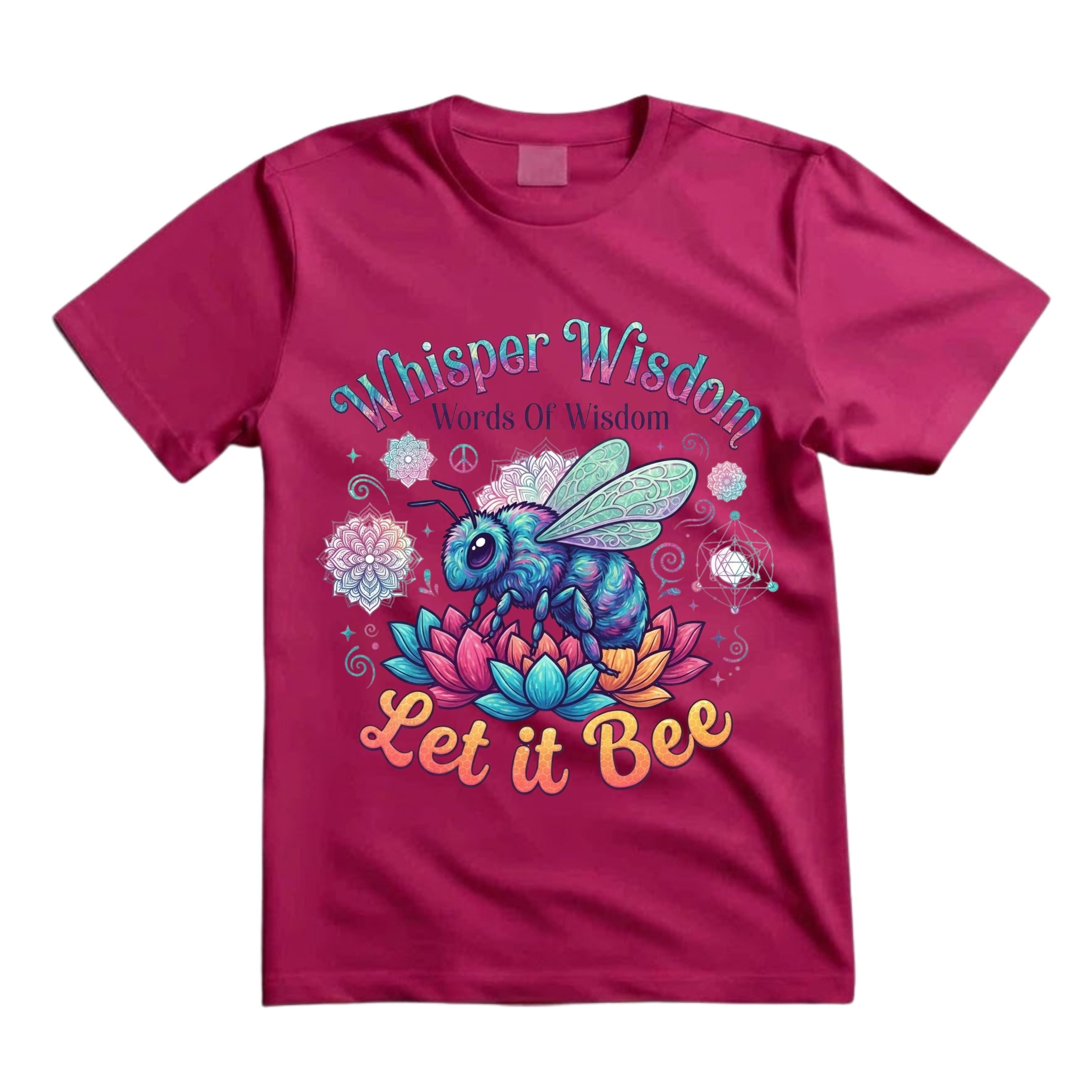 Whisper Wisdom Words Of Wisdom Let It Bee T Shirt Hippie Bee Graphic Tee Retro Lotus Bee Shirt Groovy Boho Bee Shirt Gift For Bee Lovers