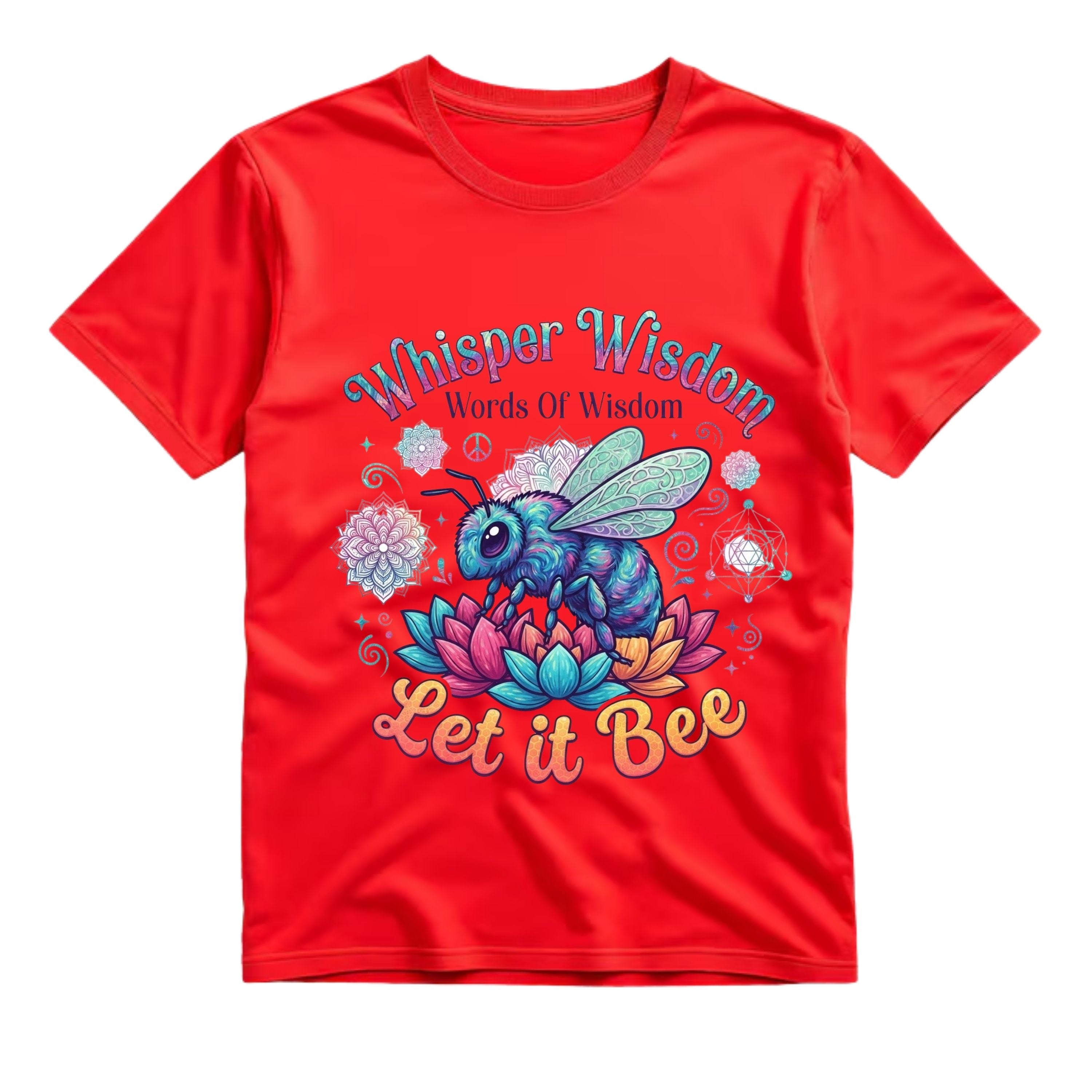 Whisper Wisdom Words Of Wisdom Let It Bee T Shirt Hippie Bee Graphic Tee Retro Lotus Bee Shirt Groovy Boho Bee Shirt Gift For Bee Lovers