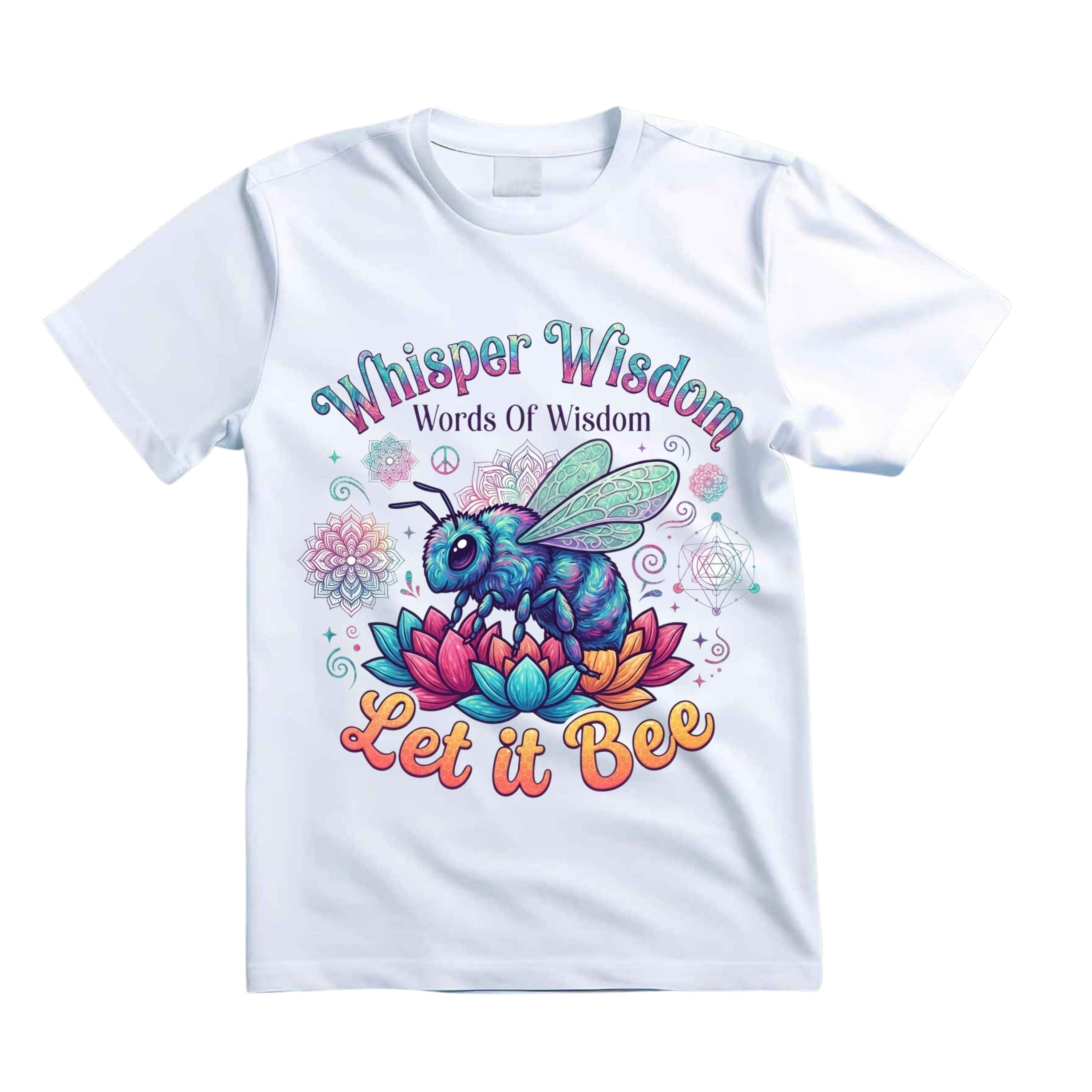 Whisper Wisdom Words Of Wisdom Let It Bee T Shirt Hippie Bee Graphic Tee Retro Lotus Bee Shirt Groovy Boho Bee Shirt Gift For Bee Lovers