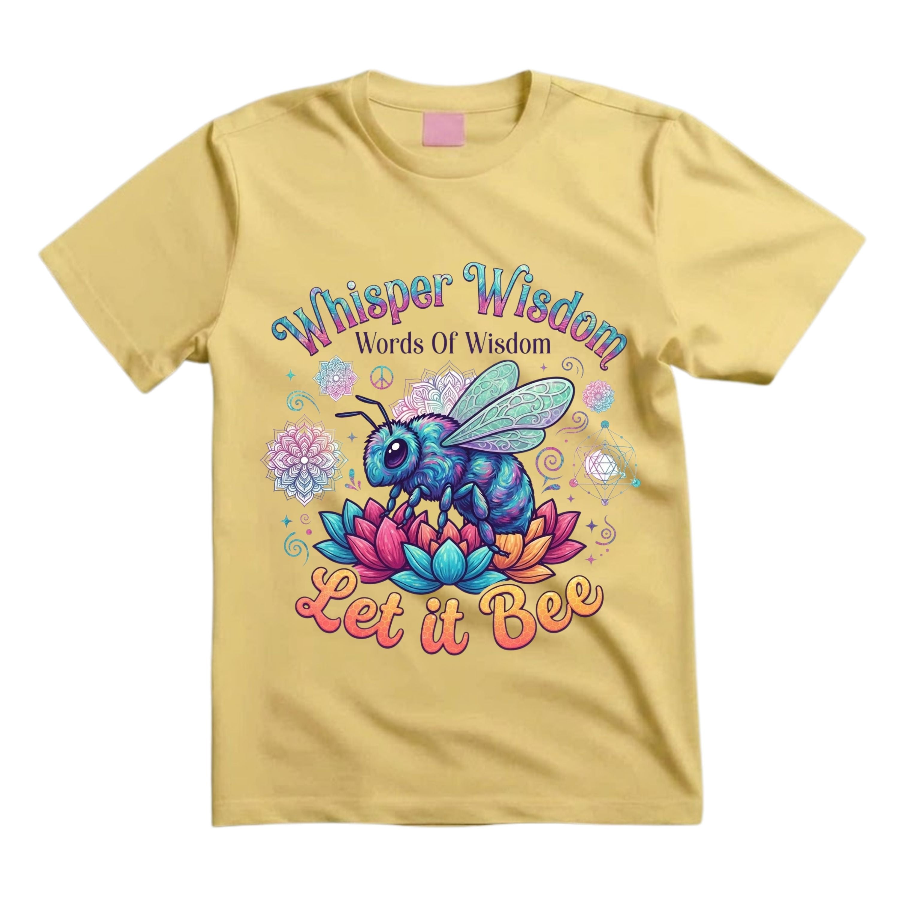 Whisper Wisdom Words Of Wisdom Let It Bee T Shirt Hippie Bee Graphic Tee Retro Lotus Bee Shirt Groovy Boho Bee Shirt Gift For Bee Lovers