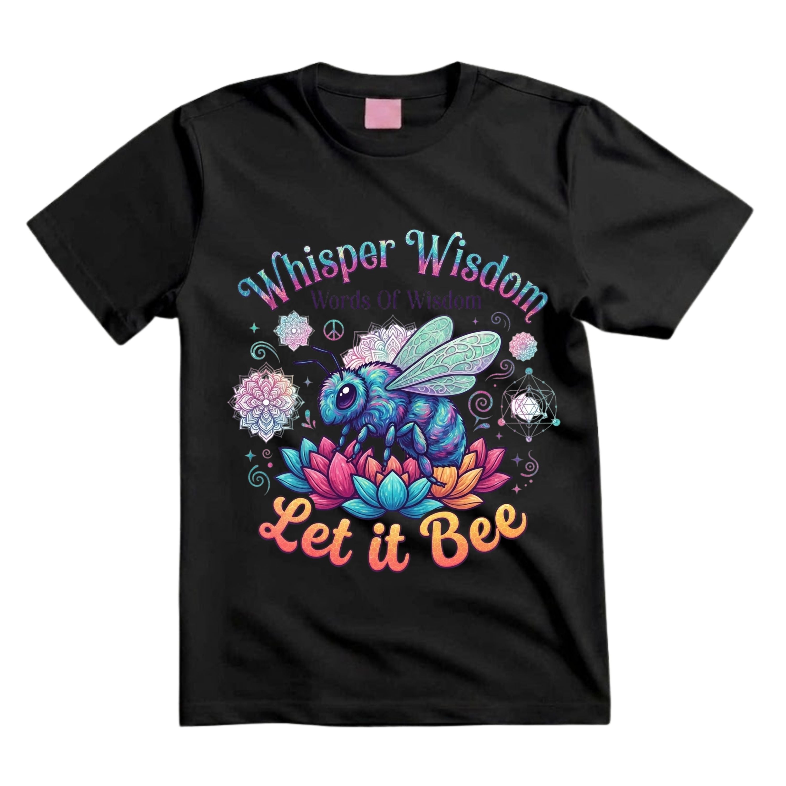 Whisper Wisdom Words Of Wisdom Let It Bee T Shirt Hippie Bee Graphic Tee Retro Lotus Bee Shirt Groovy Boho Bee Shirt Gift For Bee Lovers