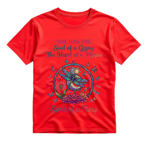 She Has The Soul Of A Gypsy The Heart Of A Hippie Spirit Of A Fairy T Shirt Boho Dragonfly Graphic Tee Hippie Dreamcatcher Shirt Gift For Dragonfly Lovers
